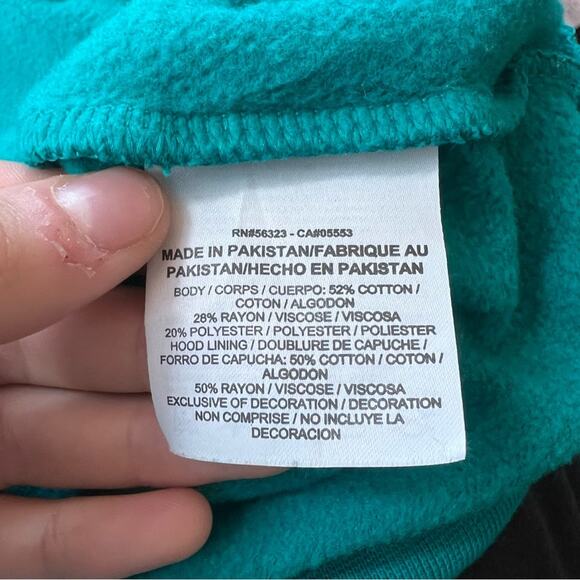 Nike Women’s Teal Short Sleeve Hooded Mock Neck Shirt Long Length Hoodie - Picture 5 of 8